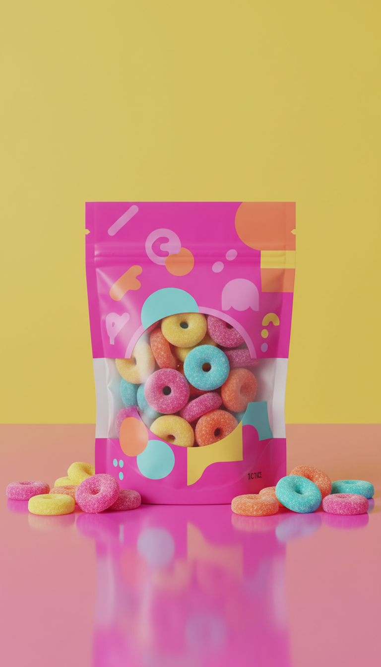 Tangerine pop gummy rings pouch