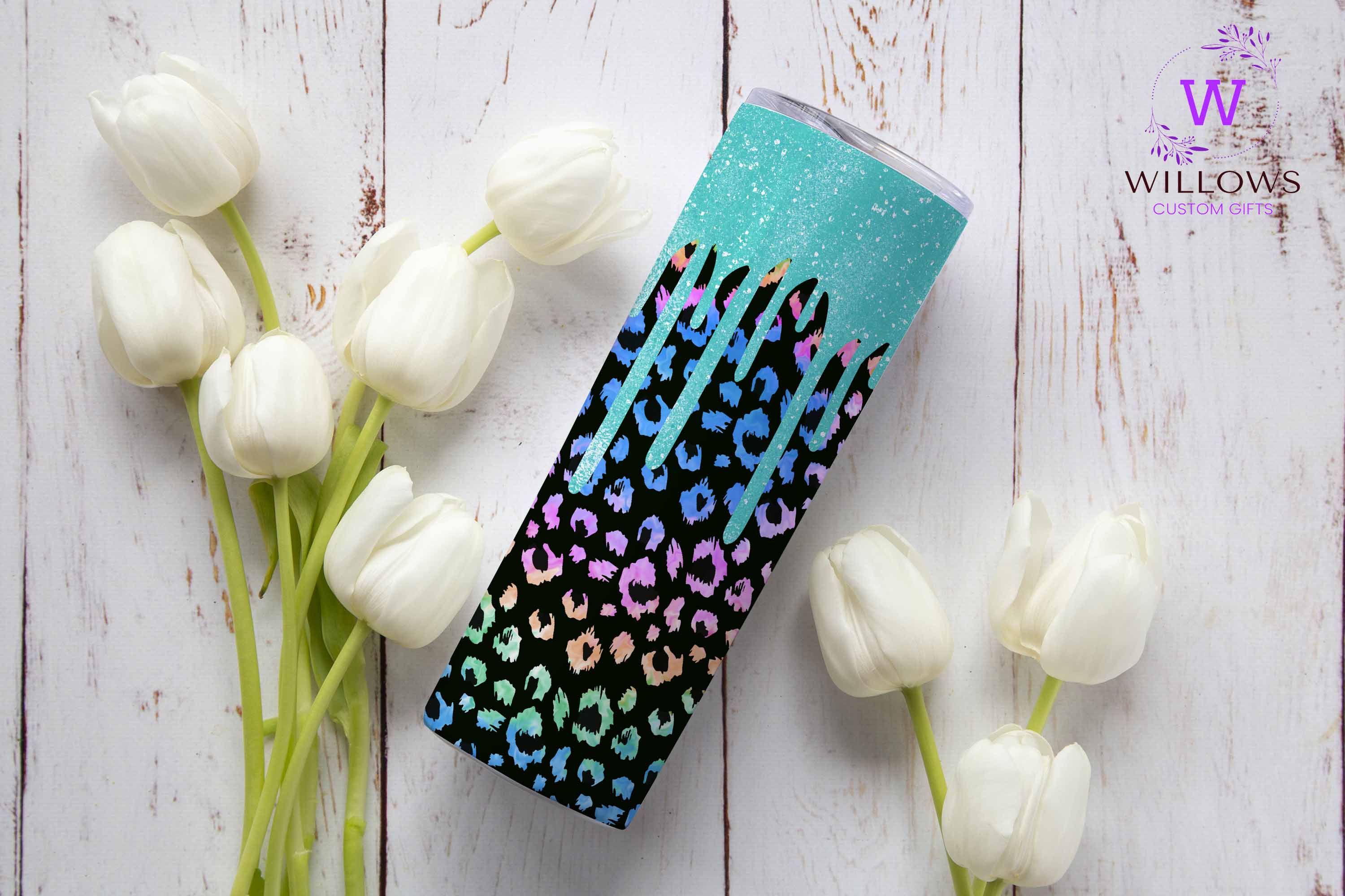 Glitter Drip - Blue Leopard